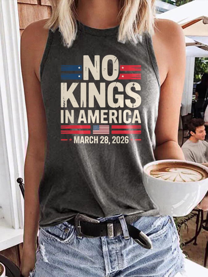 🔥Buy 3 Get 15% Off🔥Retro No Kings In America March 28 2026 Print Tops Tank