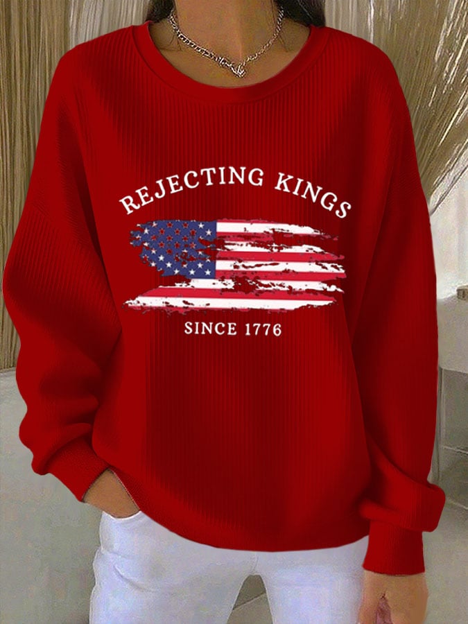 🔥Buy 3 Get 15% Off🔥Women's Rejecting Kings Since 1776 Print Casual Sweatshirt