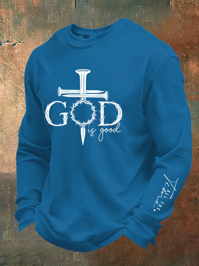 Men's God Is Good Print Waffle T-Shirt