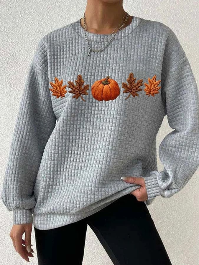 Women's Fall Pumpkin Check Sweatshirt