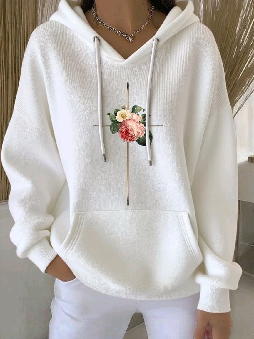Women's Faith Striped Casual Hooded Sweatshirt