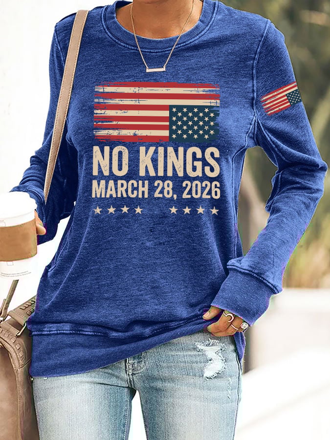 🔥Buy 3 Get 15% Off🔥Retro No Kings Day March 28 2026 Print Sweatshirt