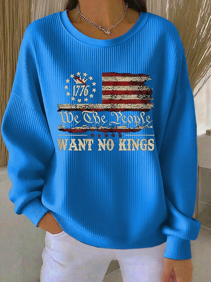 🔥Buy 3 Get 15% Off🔥Women's Retro We The People Want No Kings Print Round Neck Sweatshirt