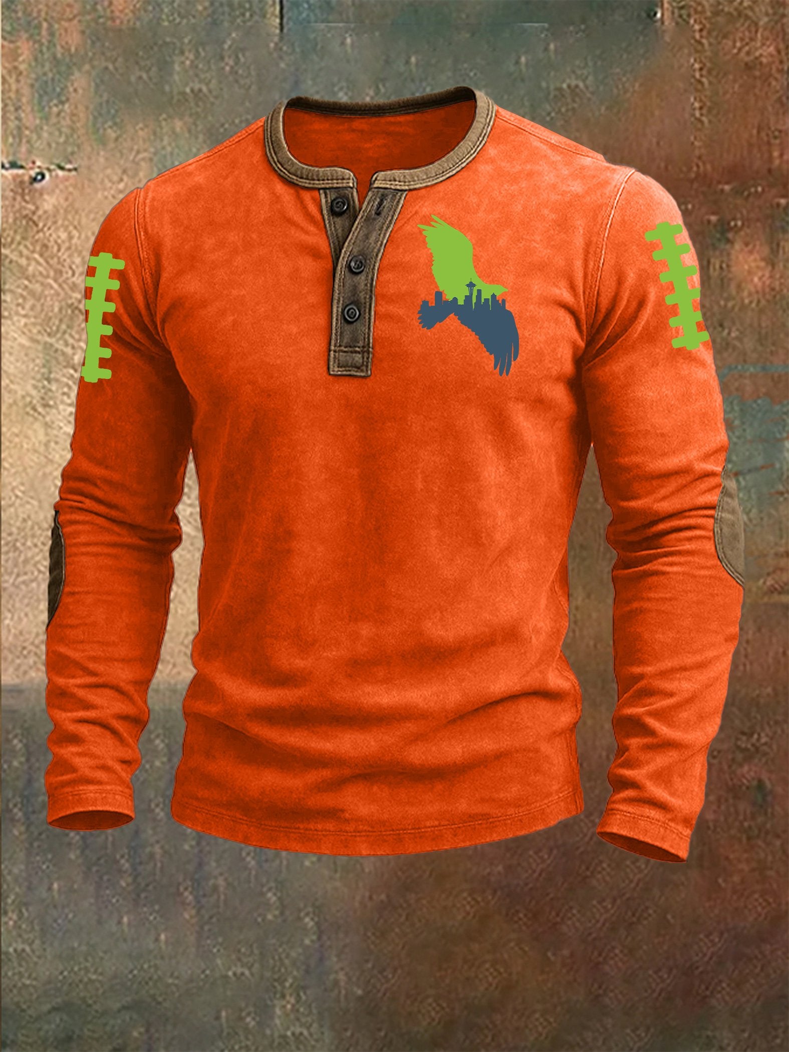 Men's Rugby Print Henley Top