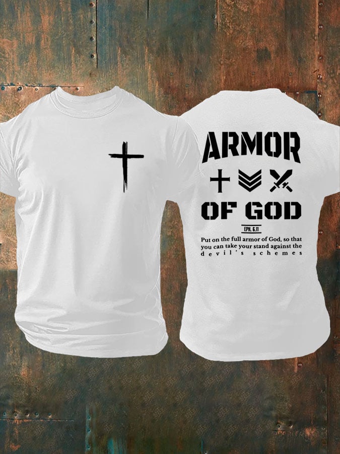 🔥Buy 3 Get 15% Off🔥Men's Christian Armor of God Front and back Design Casual T-Shirt