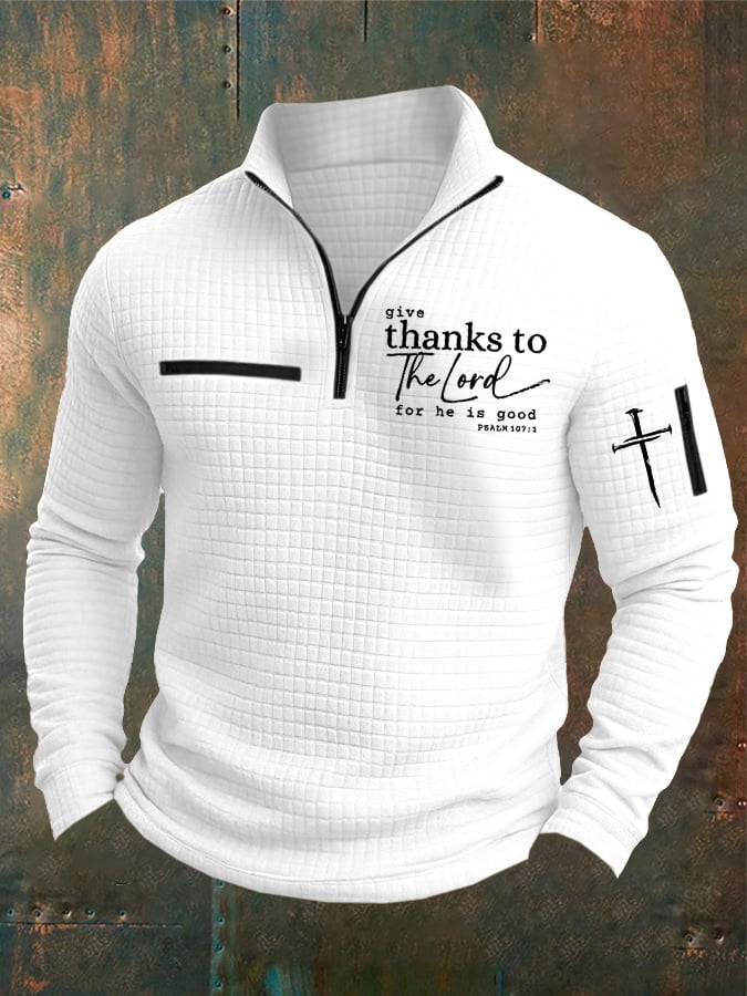 🔥Buy 3 Get 15% Off🔥Men's Casual Retro Checkered Jacquard Faith Gratitude Main Color Contrast Sweatshirt