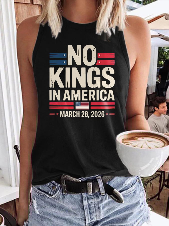 🔥Buy 3 Get 15% Off🔥Retro No Kings In America March 28 2026 Print Tops Tank