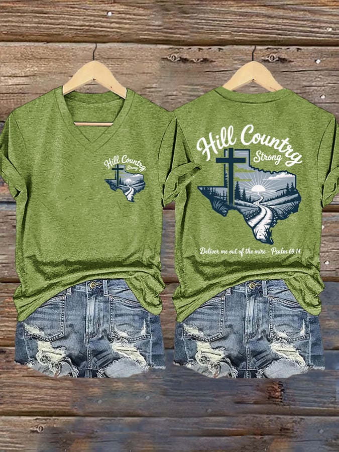 Women's Texas Hill Country Strong Printed T-Shirts