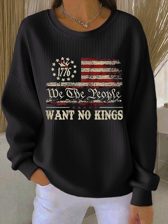 🔥Buy 3 Get 15% Off🔥Women's Retro We The People Want No Kings Print Round Neck Sweatshirt