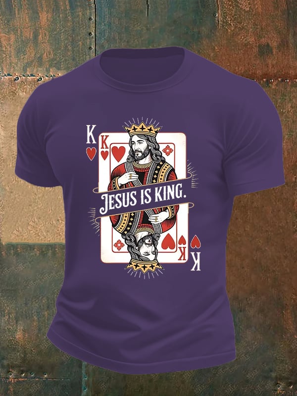 Men's Jesus Is King Christian Print T-Shirt