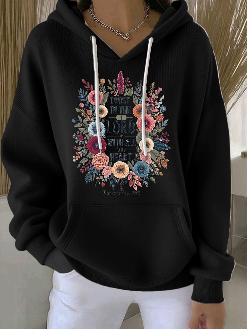 Women's Faith Print Casual Hoodie