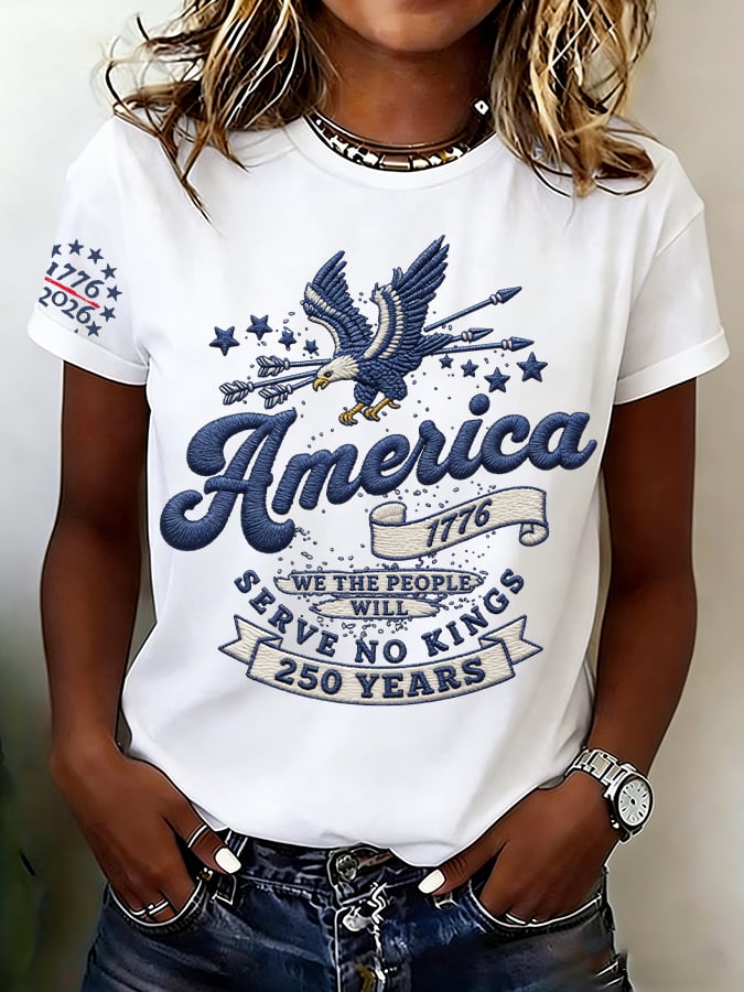 🔥Buy 3 Get 15% Off🔥Women's No Kings In America Print Round Neck T-shirt