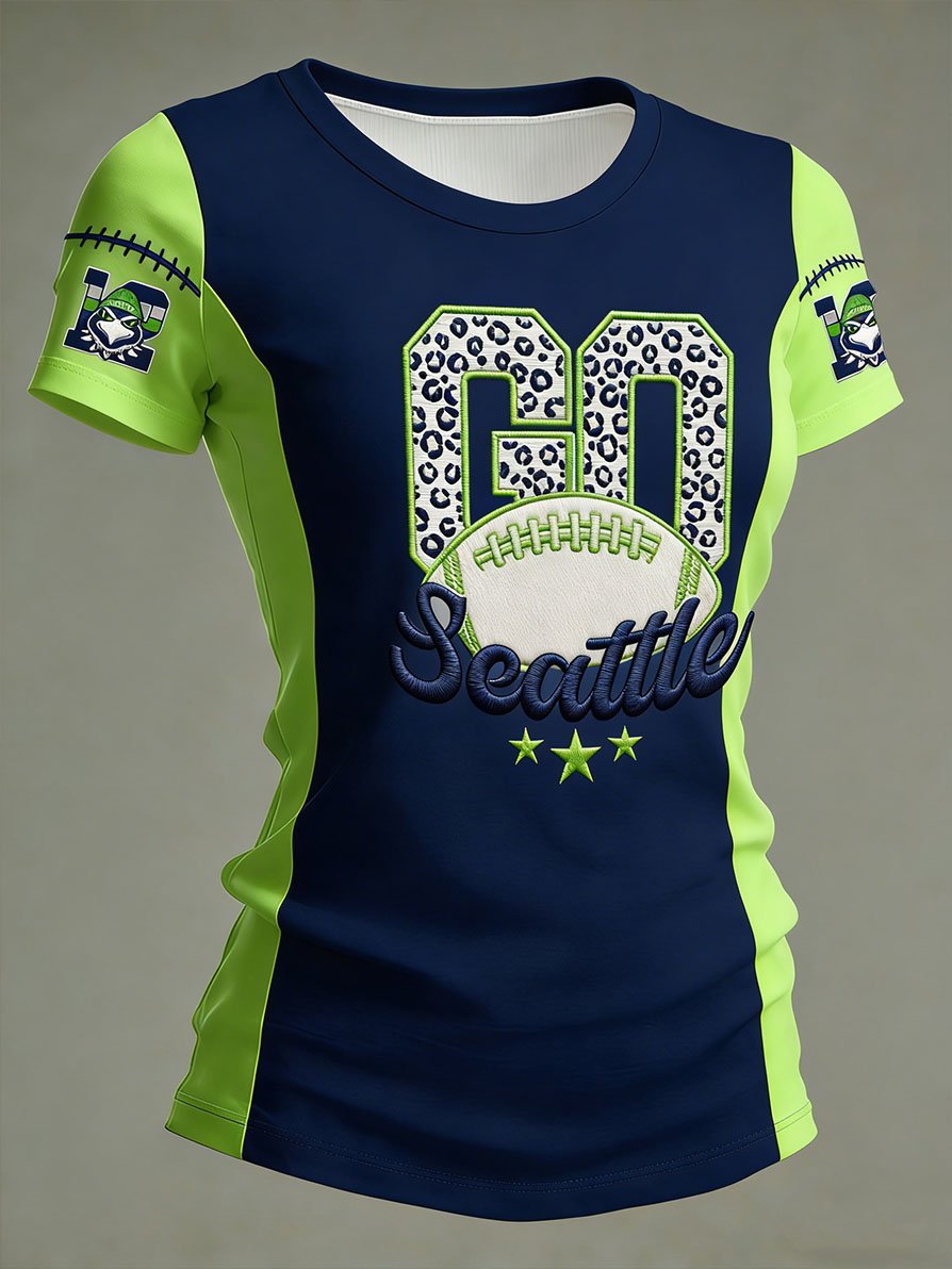 Women's Fashion Seattle Football Fan Crew Neck T-Shirt