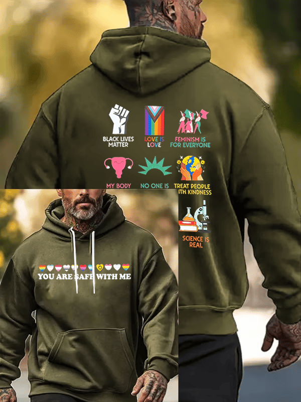 Men's You are safe with me Print Hoodie