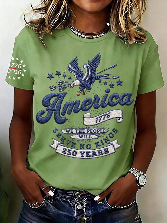 🔥Buy 3 Get 15% Off🔥Women's No Kings In America Print Round Neck T-shirt