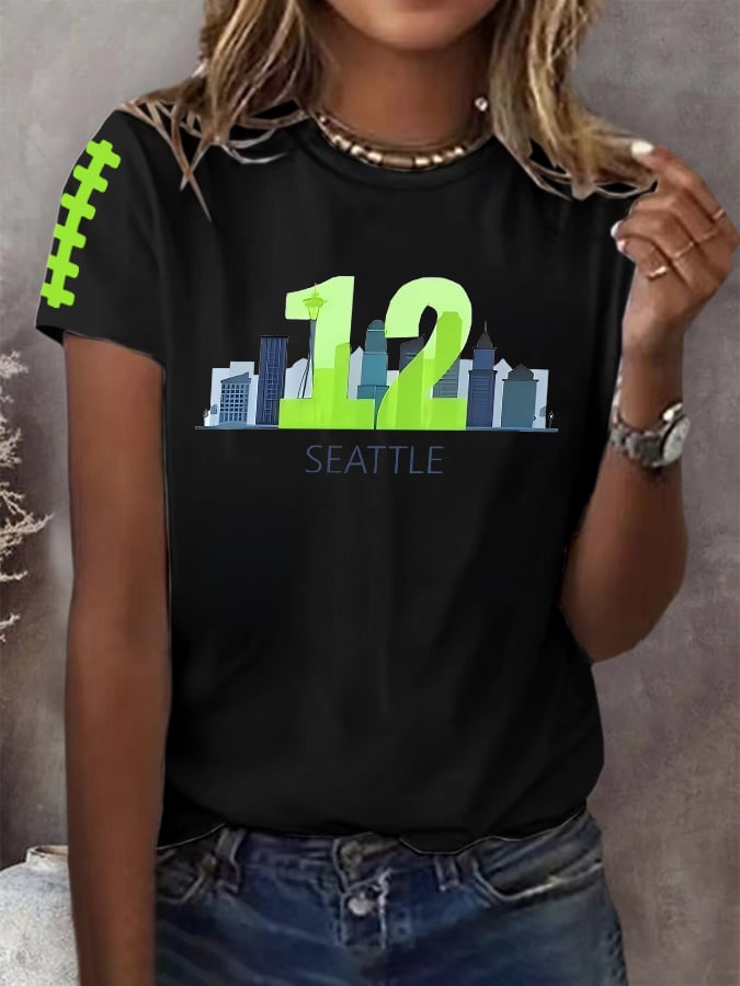 Women's Rugby Print Casual T-shirt