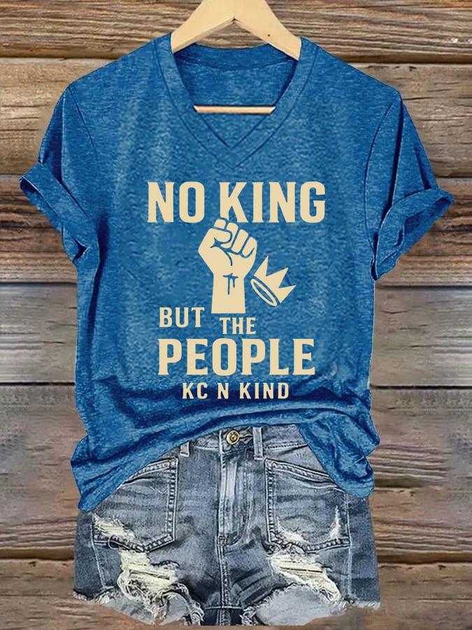 🔥Buy 3 Get 15% Off🔥V-neck Women's no king but the people KC N kind Printed Casual T-Shirt