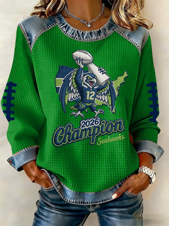 Women's rugby print long-sleeved sweatshirt