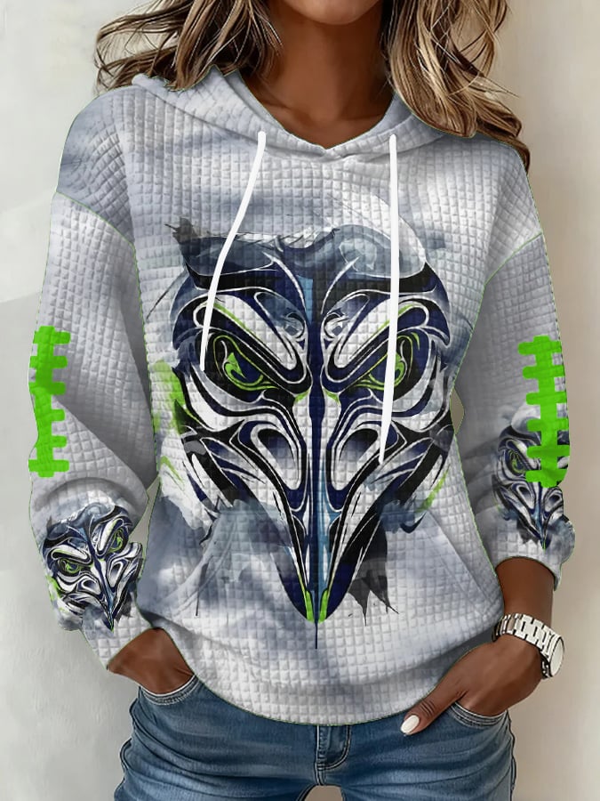 Women's Football Print Hoodie Sweatshirt