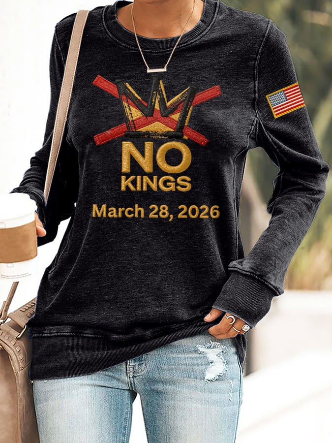 🔥Buy 3 Get 15% Off🔥Retro No Kings Day March 28 2026 Print Sweatshirt