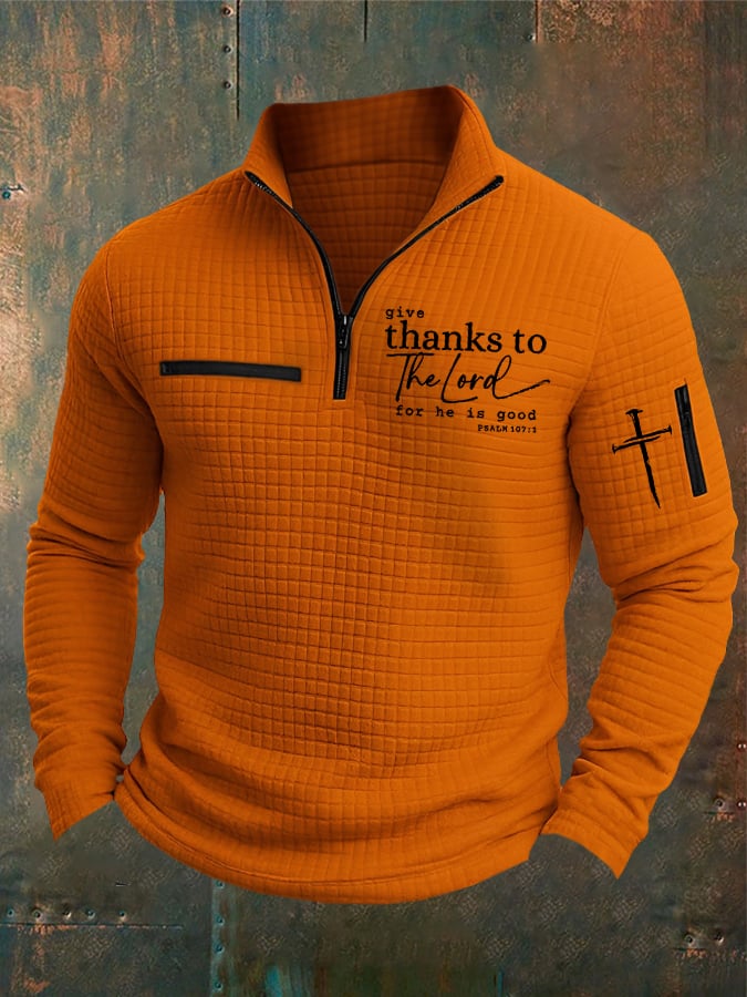 🔥Buy 3 Get 15% Off🔥Men's Casual Retro Checkered Jacquard Faith Gratitude Main Color Contrast Sweatshirt