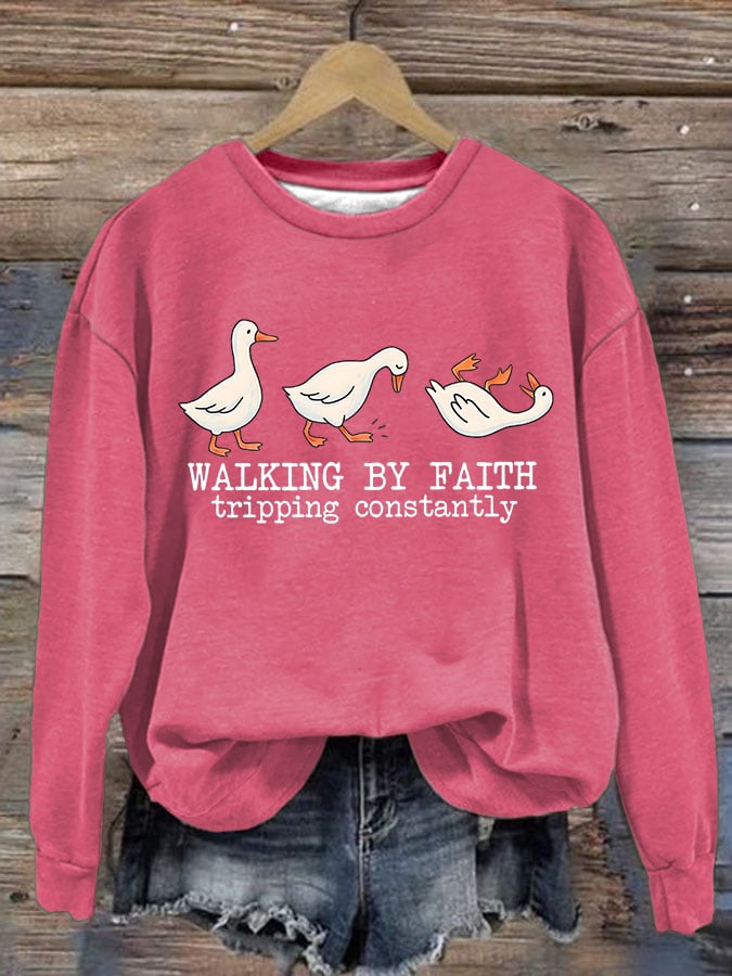 Women's Walking by Faith Tripping Constantly Sweatshirt
