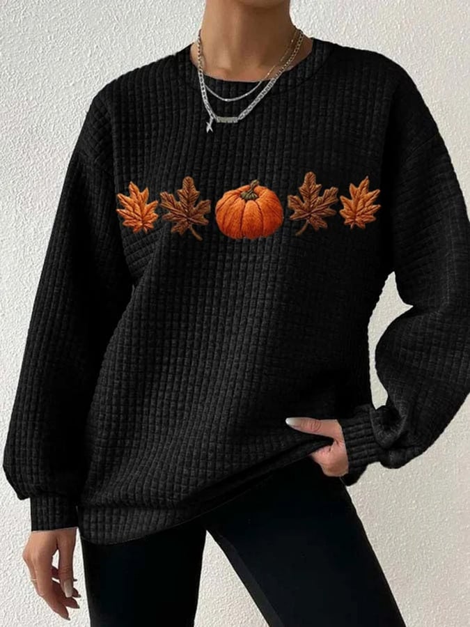 Women's Fall Pumpkin Check Sweatshirt