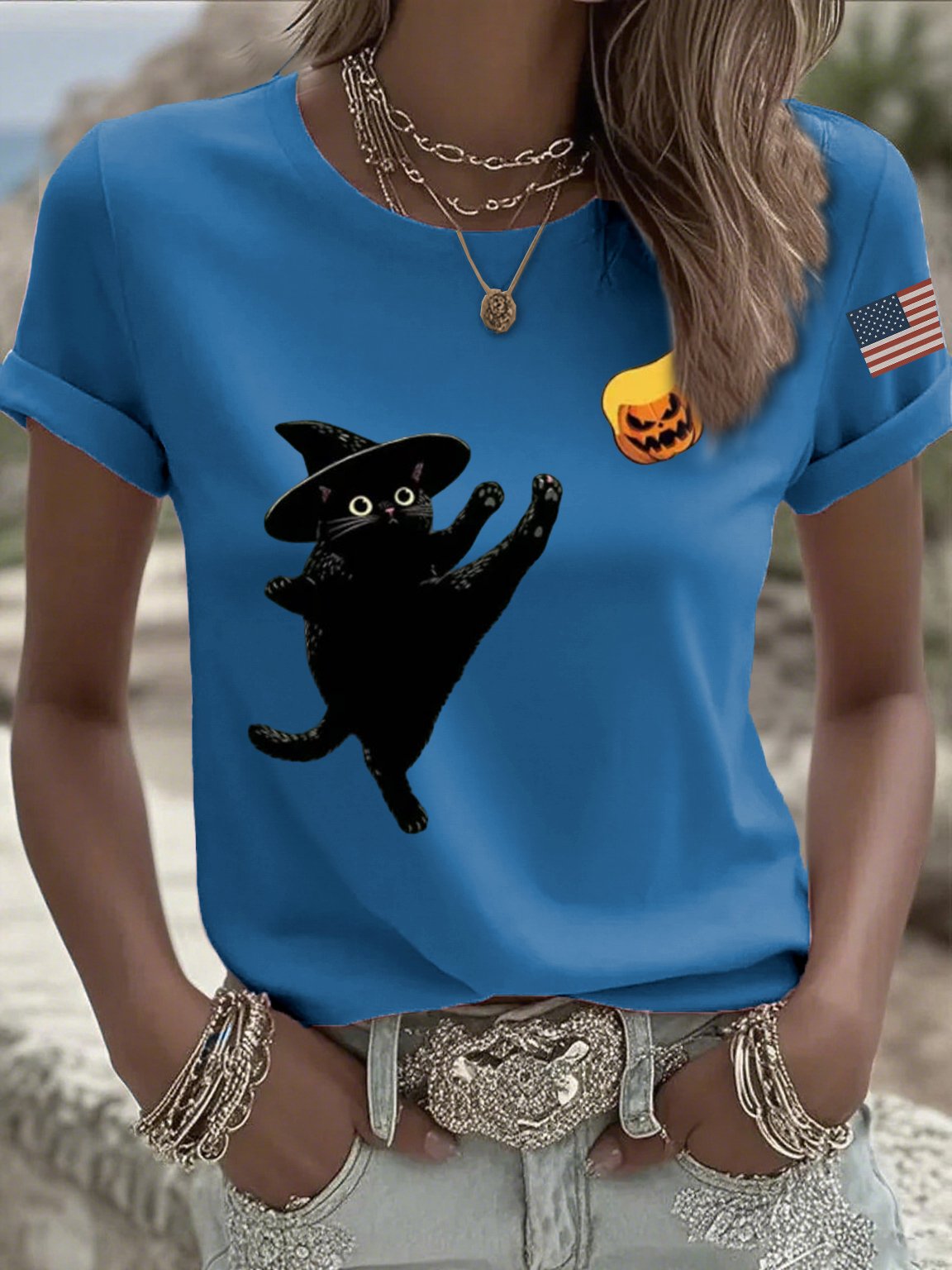 🔥Buy 3 Get 15% Off🔥Women's casual black cat FDT resistance T-shirt
