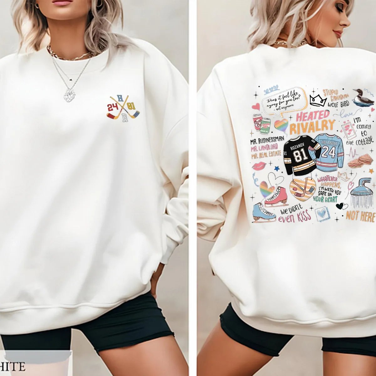 Hockey Romance Print Casual Sweatshirt