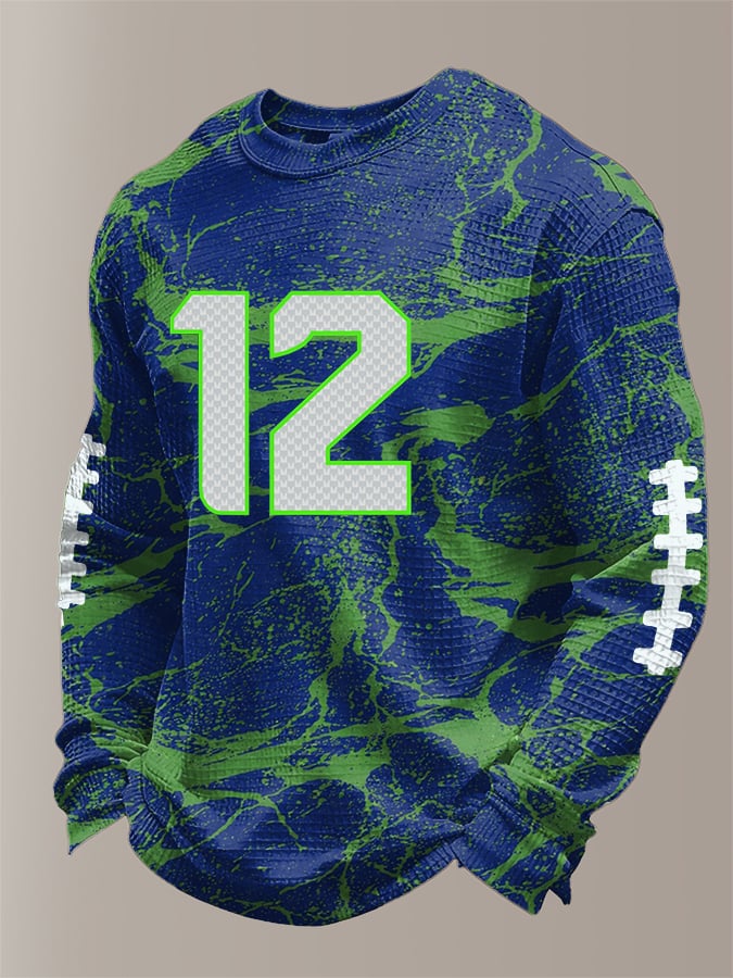 Men's Football Waffle Fabric Long-sleeved T-shirt