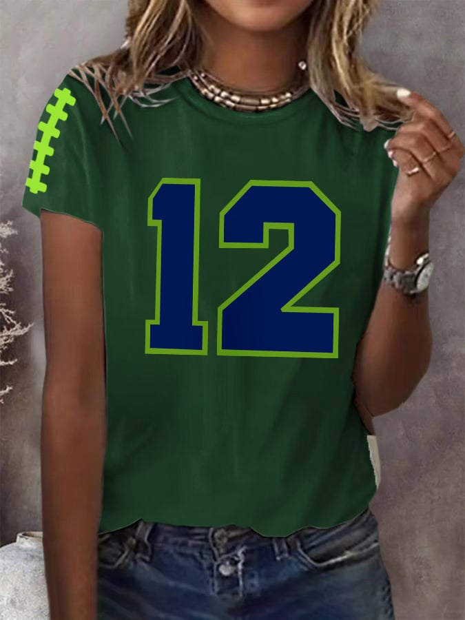 Women's Rugby Print Casual T-shirt