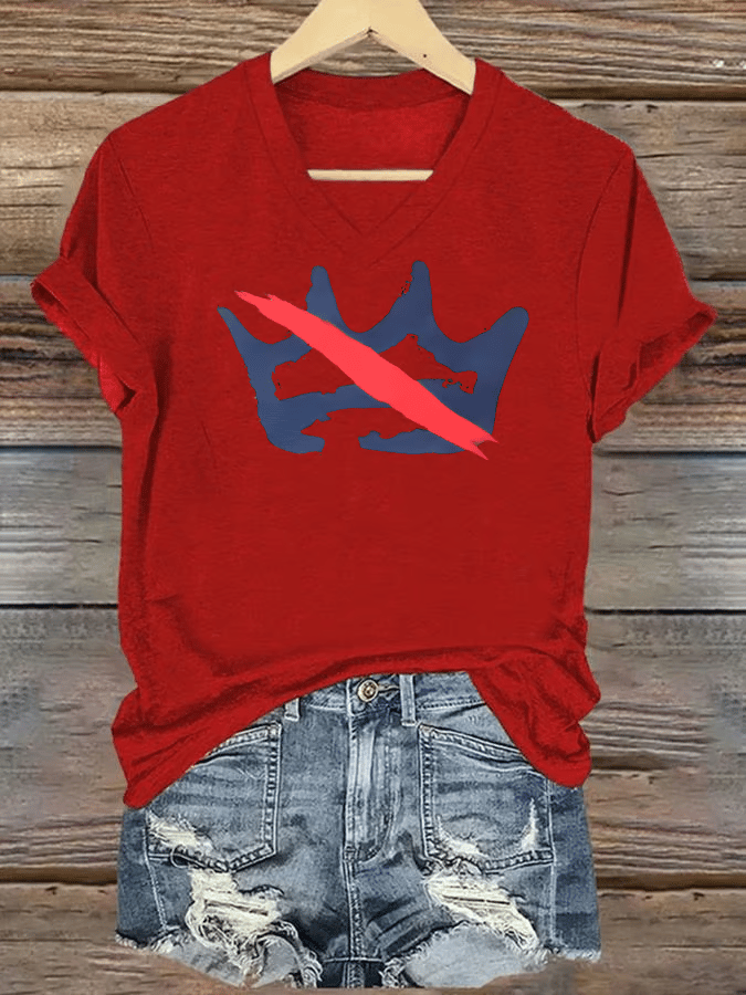 🔥Buy 3 Get 15% Off🔥Women's FDT NO KINGS Printed Casual V-Neck T-Shirt