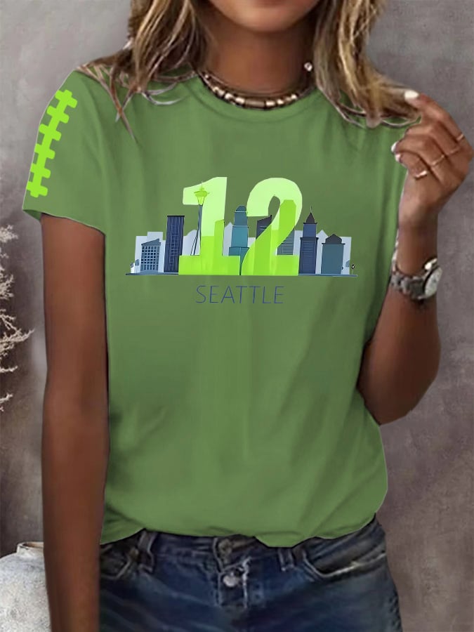 Women's Rugby Print Casual T-shirt