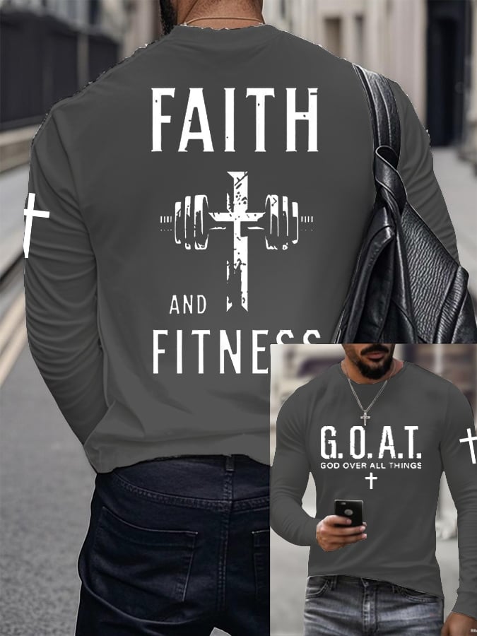 🔥Buy 3 Get 15% Off🔥Men's Raven's Gym Faith Printed Long Sleeve Top