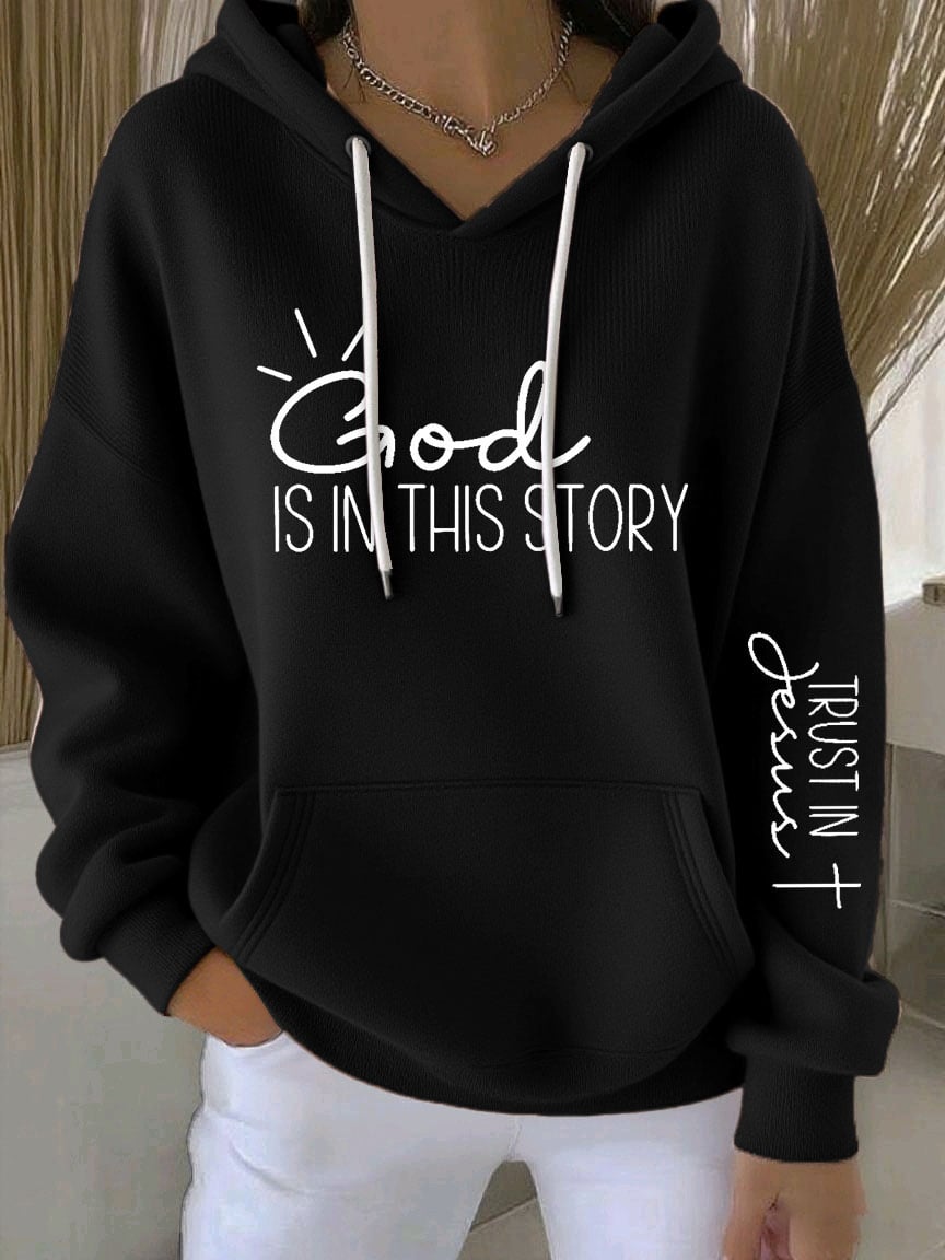 Women's casual retro God is good faith ribbed sweatshirt