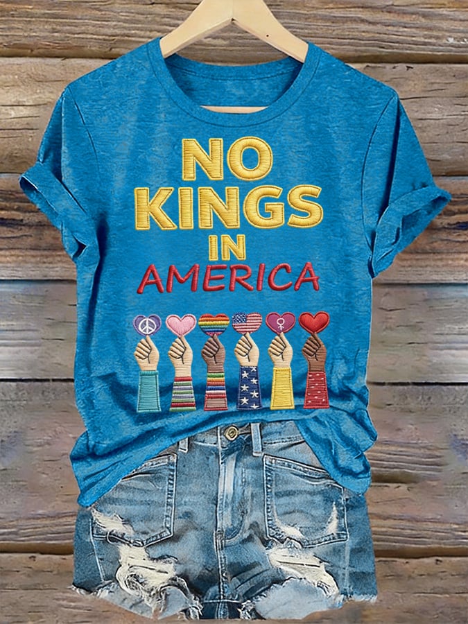 🔥Buy 3 Get 15% Off🔥V-Neck Retro No Kings III 50 State Nationwide Protest March 28th Print T-Shirt