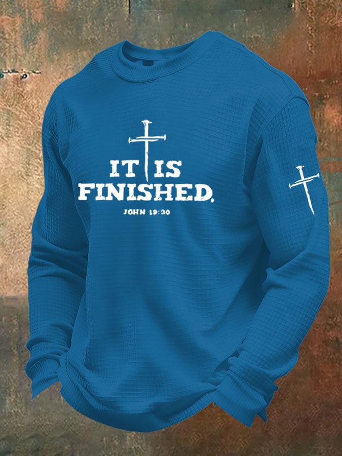 Men'S It is Finished Print Waffle T-Shirt