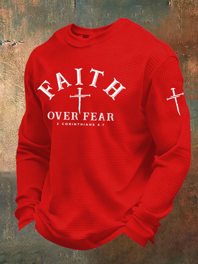 Men's Faith Over Fear Print Waffle T-Shirt