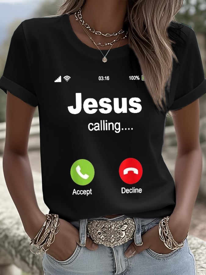Women's Retro Jesus Calling Print T-Shirt