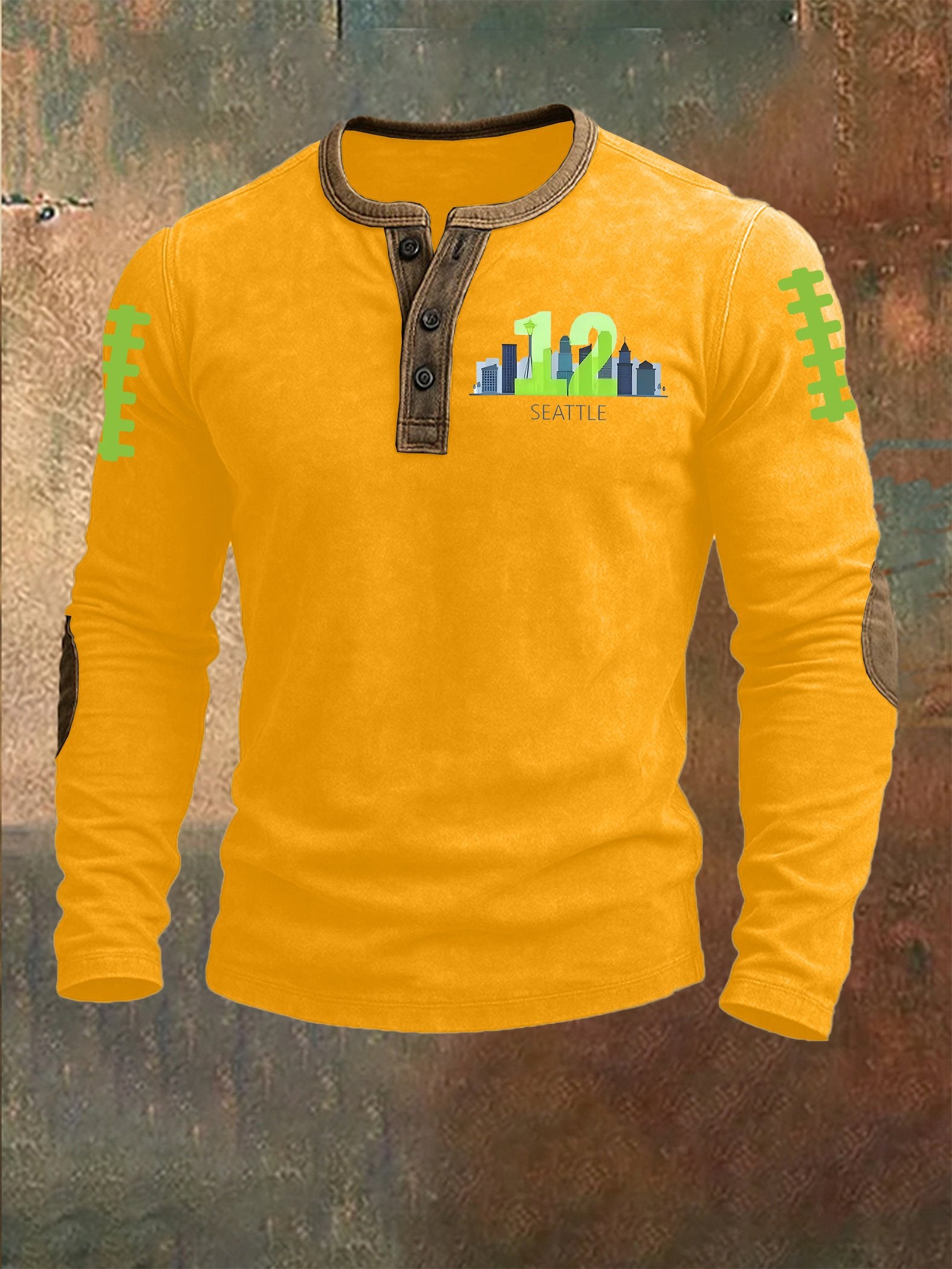 Men's Rugby Print Henley Top