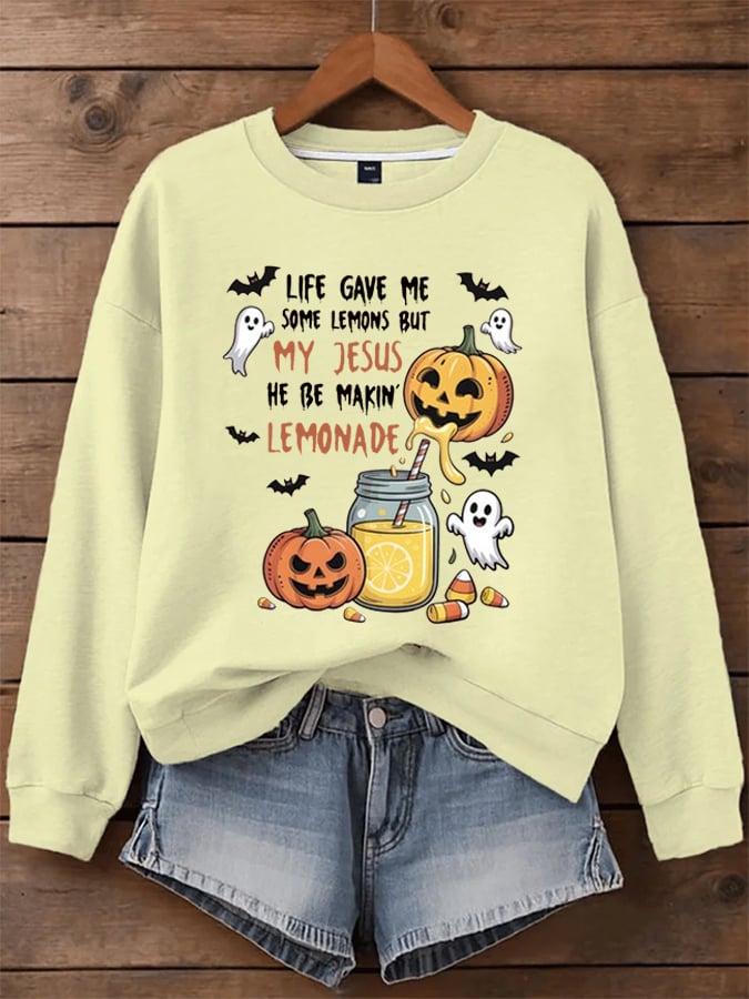 Women's Life Gave Me Some Lemons, But My Jesus Turned Them Into Lemonade Faith Print Sweatshirt