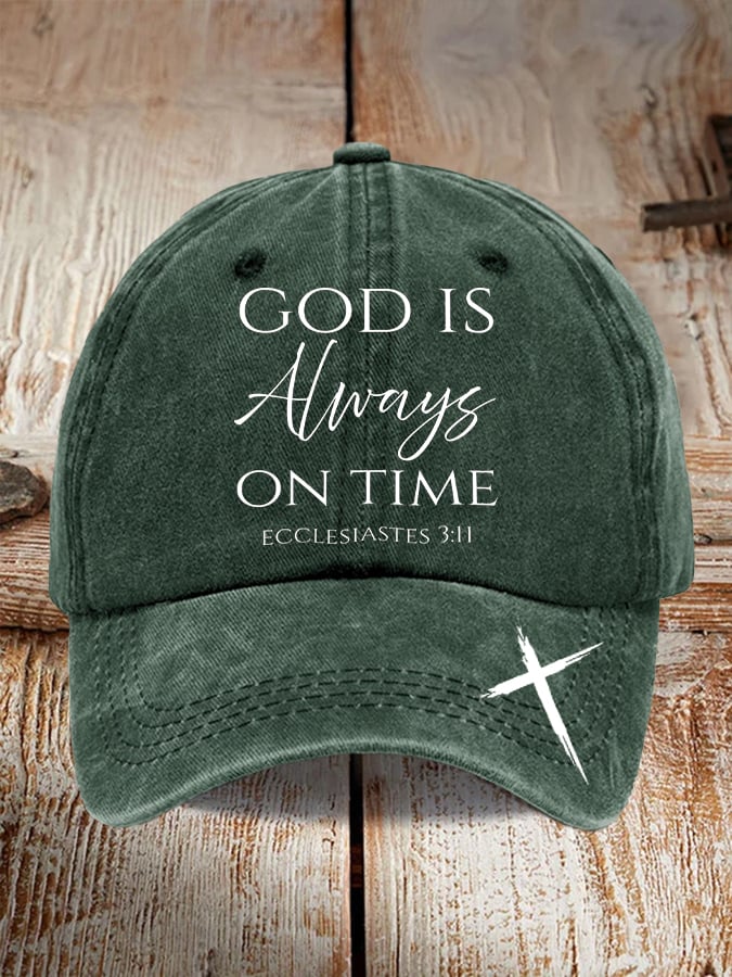 Unisex God Is Always On Time Print Baseball Cap
