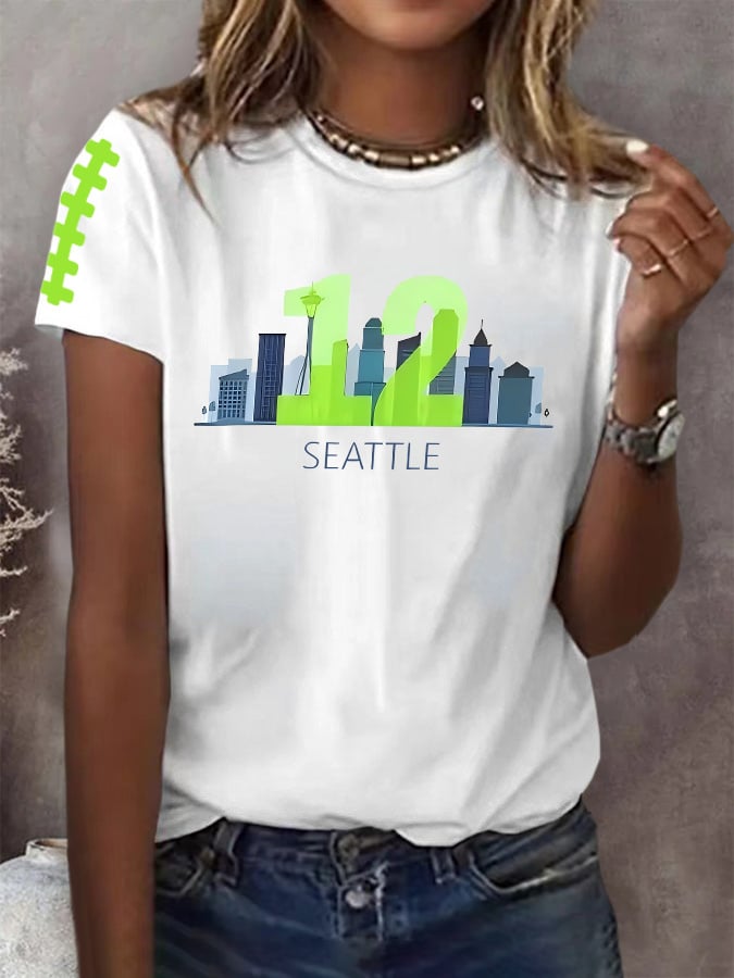 Women's Rugby Print Casual T-shirt