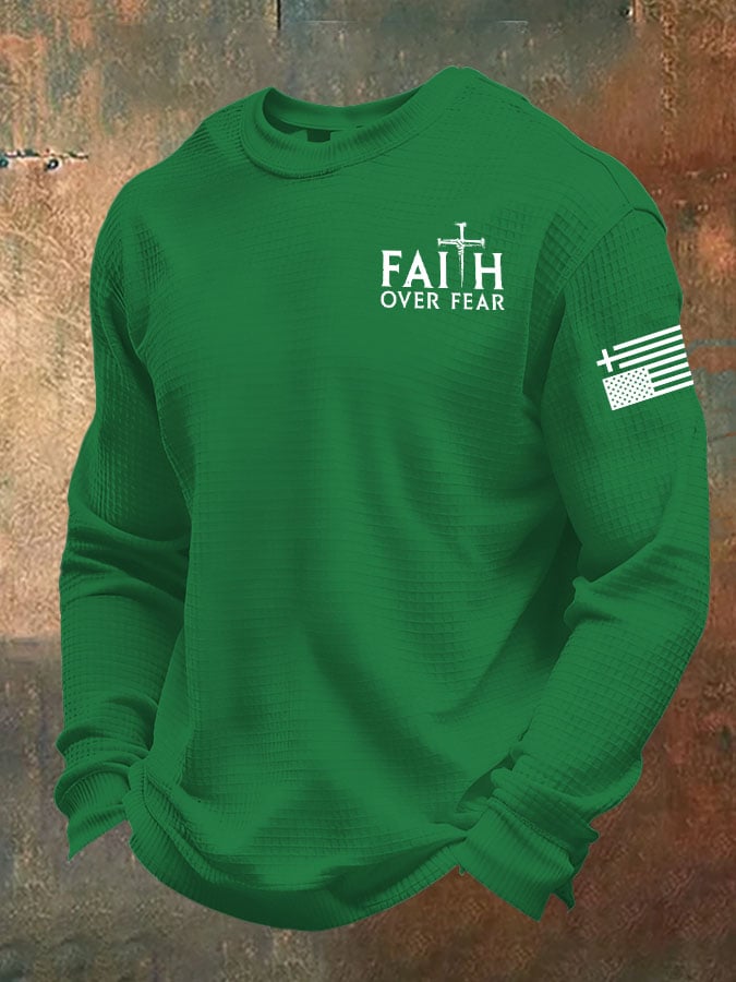 Men's Faith Over Fear Print Waffle T-Shirt