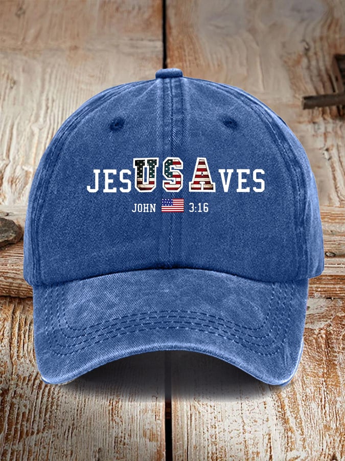 Vintage USA Jesus Saves Print Baseball Cap