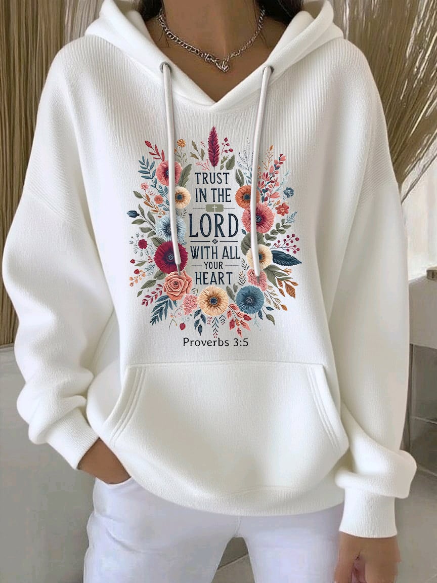 Women's Faith Print Casual Hoodie