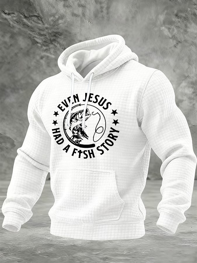 Men's Casual Even Jesus Had A Fish Story Print Sweatshirt