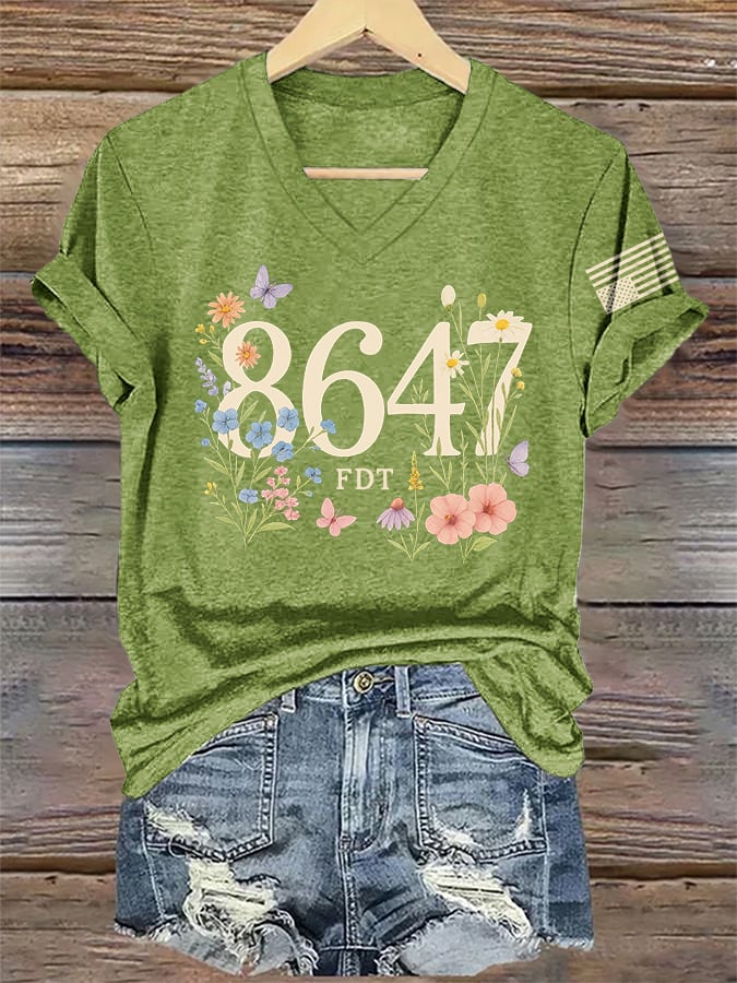 🔥Buy 3 Get 15% Off🔥V-Neck Retro FDT 86 47 Floral Boho Print T-Shirt
