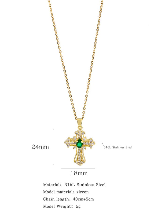 Fashionable Colorful Zircon Cross Necklace For Men And Women
