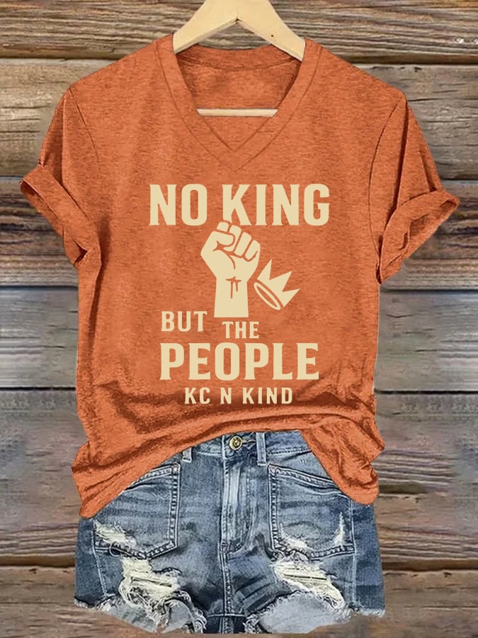 🔥Buy 3 Get 15% Off🔥V-neck Women's no king but the people KC N kind Printed Casual T-Shirt